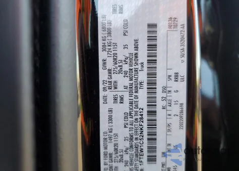 2022 Ford F150 Supercrew from USA, damaged, VIN 1FTEW1C52NKF28412